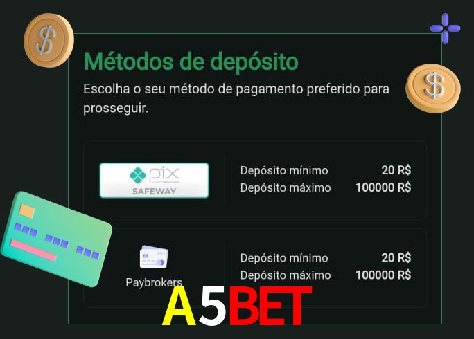 O cassino A5BET oferece uma grande variedade de métodos de pagamento
